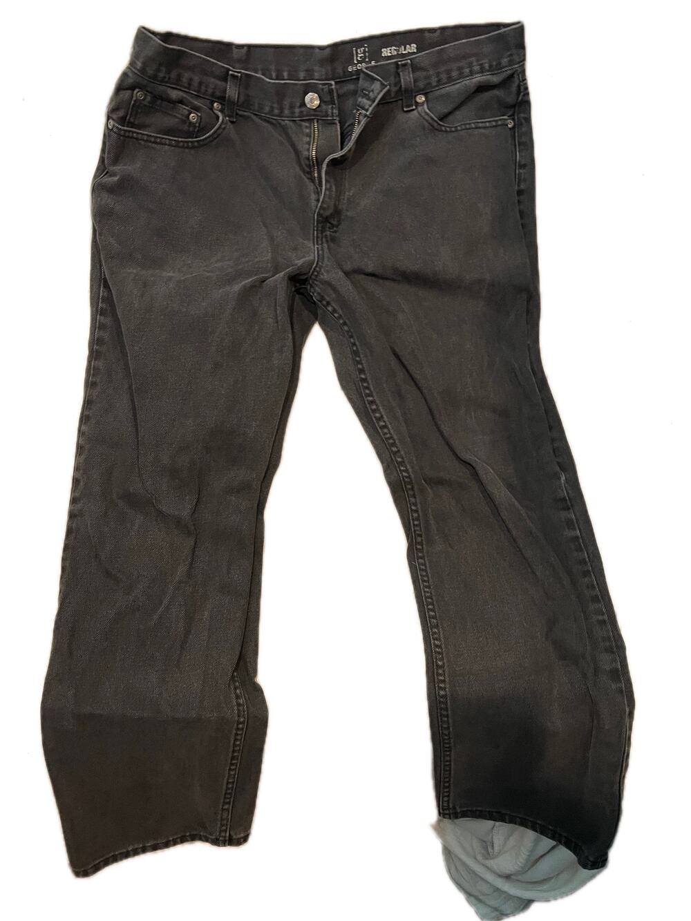 George Regular Straight Black Jeans Mens 38x32